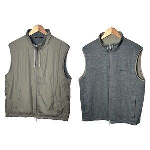 Zegna Zephyr Reversible Micofibre & Cashmere Cotton Silk Blend Twill Gilet Vest
